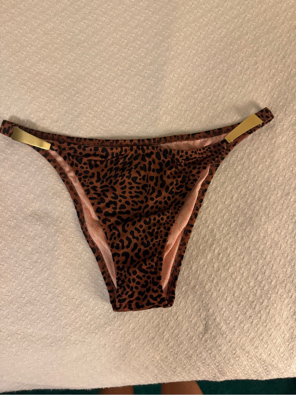Victoria's Secret Leopard Print Bikini Bottom - Brown with Gold Accents